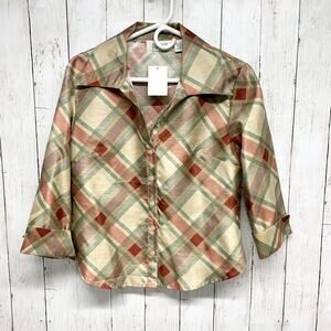 Vintage 90s Selene Sport Jacket Women Medium Plaid Button Up Blazer Y2K Retro